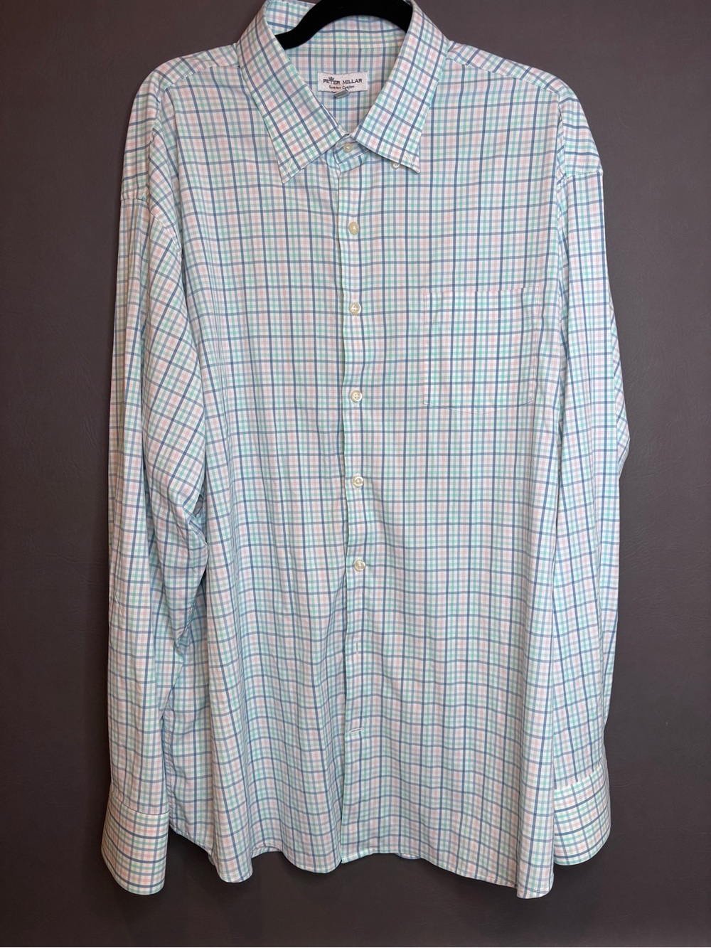 Peter Millar Light Blue & Pink Plaid Dress Shirt